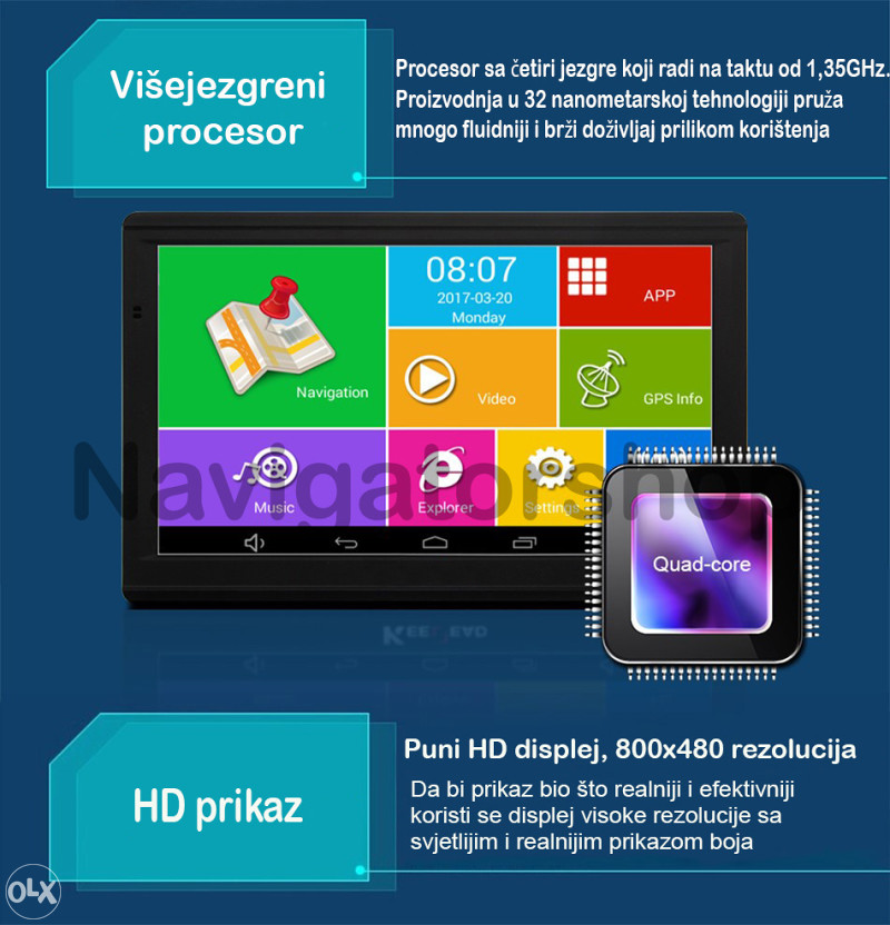 GPS Navigacija (super brza) Igo android 1GBram 4*1.2GHZ