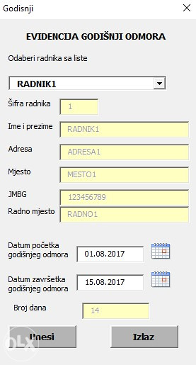 Evidencija plata i radnih sati