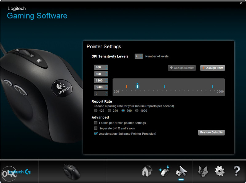 Mis Gaming Logitech G400 Opticki 3600 DPI