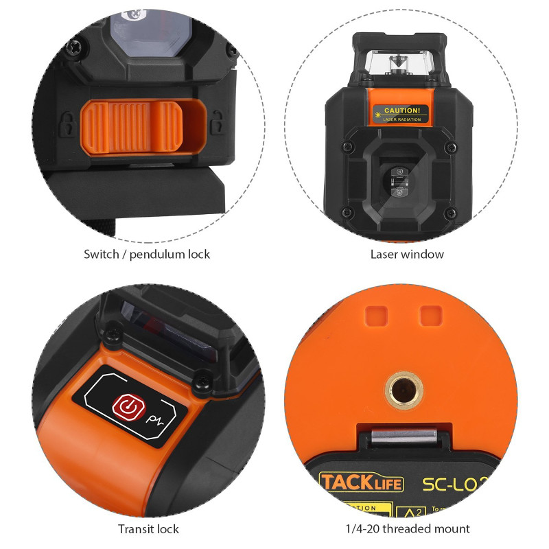Tacklife SC-L03 - 98ft Crossline Self-Leveling Laser