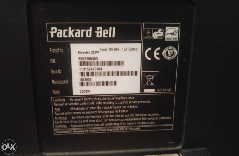 Monitor Packard Bell 22" LCD Maestro 221W