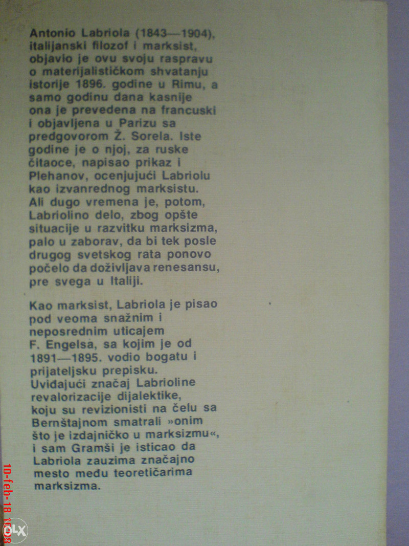 Antonio Labriola: Materijalističko shvatanje istorije