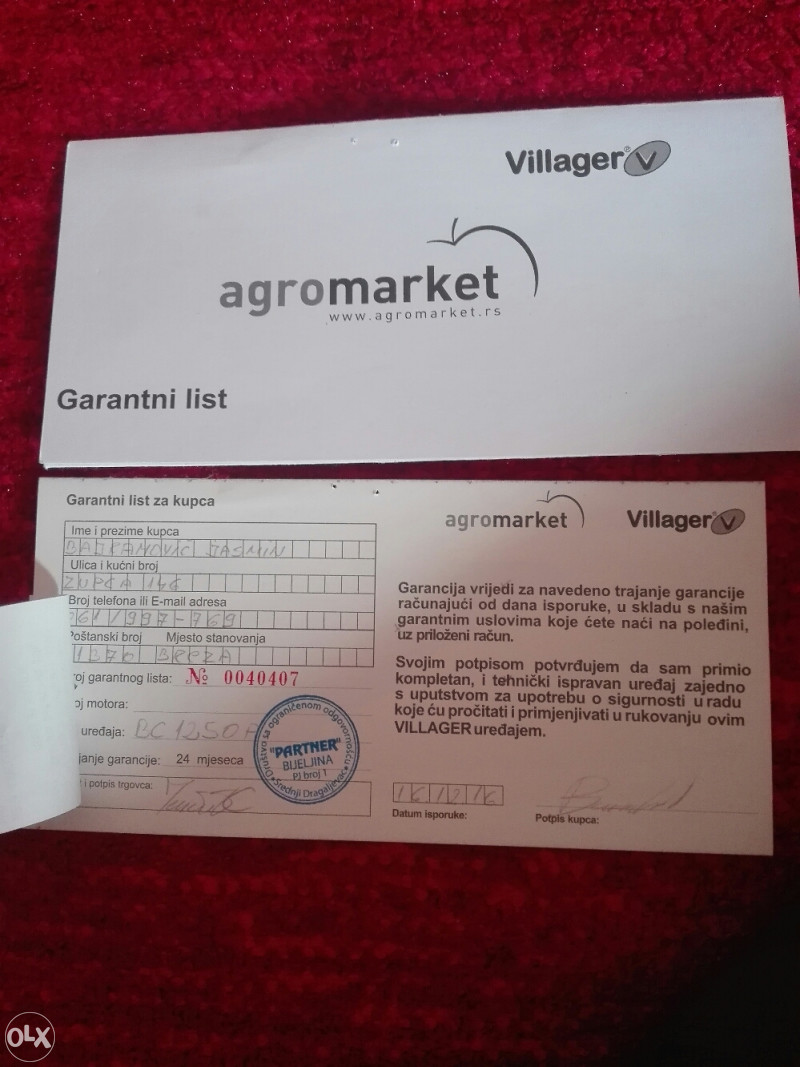 Trimer VILLAGER BC1250p  (Procitajte pod detaljno)