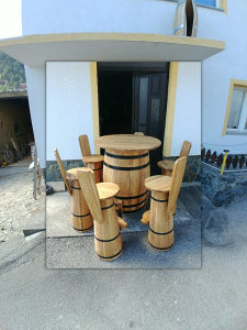 Drveni hrastovi barski-vrtni stolovi i stolice