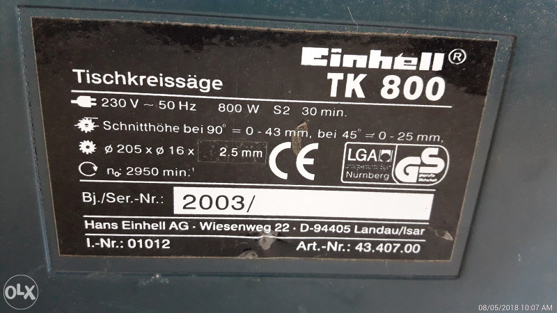Einhell TK 800 cirkular