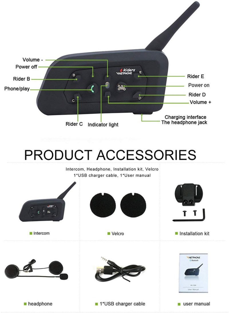 Carchet moto komunikator handsfree bluetooth