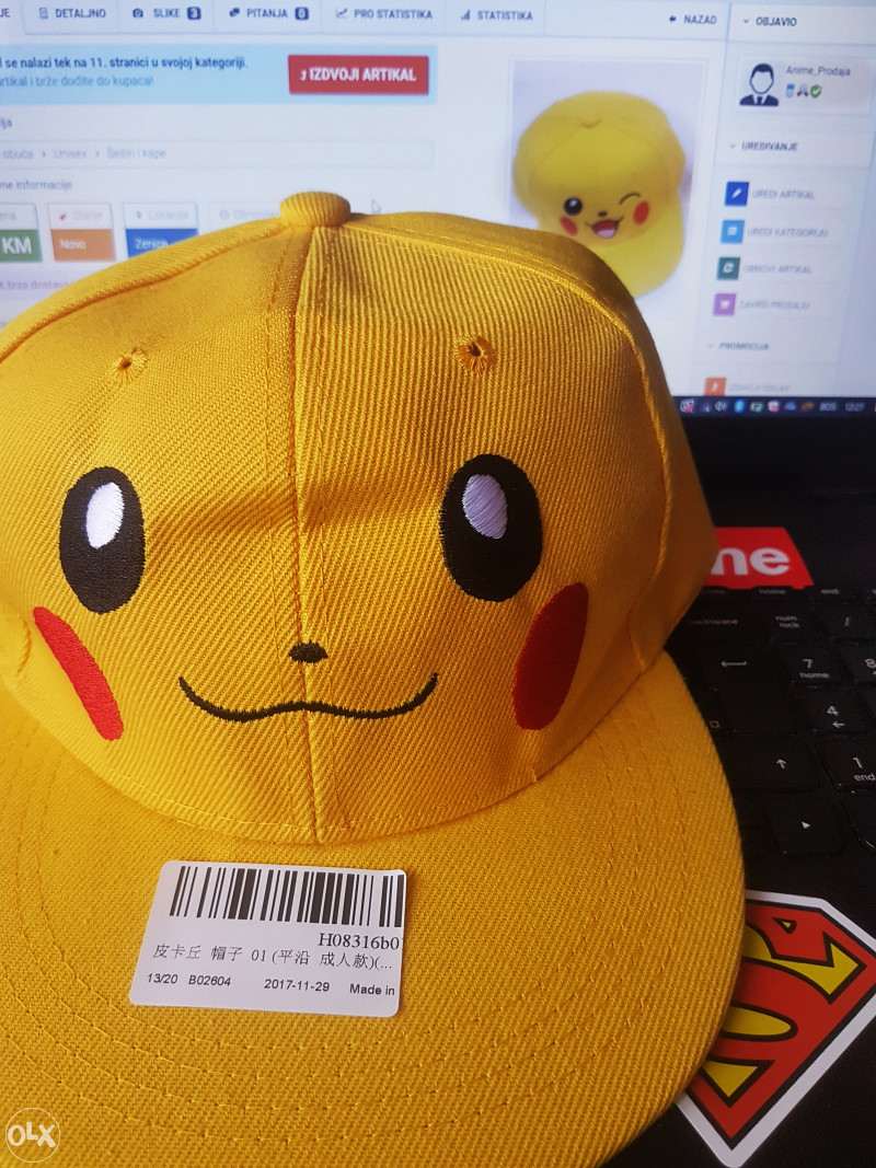Anime Pokemon Pikachu kačket
