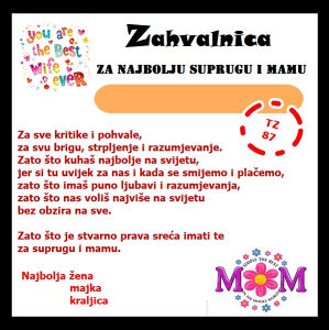 Zahvalnica Za Najbolju Suprugu Mamu Sve Ostalo Razni