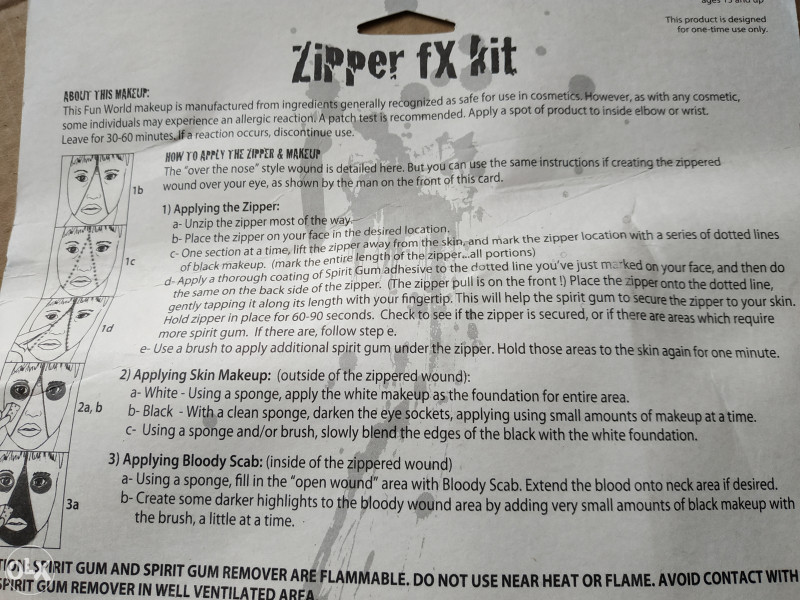 Zipper makeup maska
